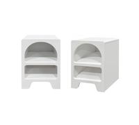 sweeek - Table de Chevet Organique Effet Bois Blanc. Plusieurs niches 2 Compartiments de Rangement (Lot de 2)
