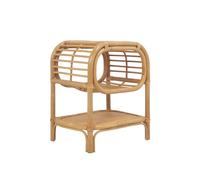sweeek - Table de Chevet rotin Naturel courbé 1 étagère 1 Niche L 40 x P 30 x H 50cm - Serang