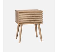 sweeek - Table de Chevet Style scandinave décor Bois avec tiroir rainuré et Pieds Compas