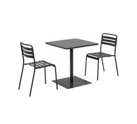 sweeek - Table de Jardin bistrot carré Acier + 2 assises 70 cm Anthracite - Orea + Amélia