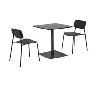 sweeek - Table de Jardin bistrot carré Acier + 2 assises 70 cm Anthracite - Orea + Liva