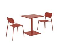 sweeek - Table de Jardin bistrot carré Acier + 2 assises 70 cm Terracotta - Orea + Liva