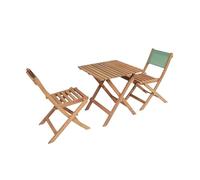 sweeek - Table de Jardin bistrot Enfant Bois d'acacia + 2 assises Vert de Gris - Elise