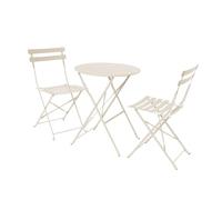 sweeek - Table de Jardin bistrot Pliante métal + 2 assises Beige Ø60 x 70cm. Acier thermolaqué