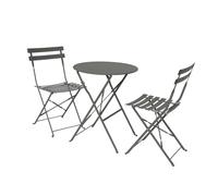 sweeek - Table de Jardin bistrot Pliante métal + 2 assises Kaki Ø60 x 70cm. Acier thermolaqué