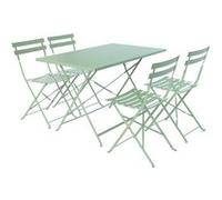 Salon de jardin bistrot pliable - Emilia rectangulaire vert de gris - Table 110x70cm avec quatre chaises pliantes. acier