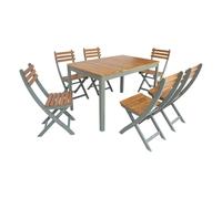 sweeek - Table de Jardin Bois d'acacia + 6 assises Kaki. 120 x 80 x 75 cm