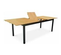 Table de jardin en bois aluminium extensible 200/250cm avec rallonge - Sevilla - bois d'Eucalyptus huilé et structure