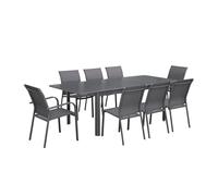 Table de jardin extensible aluminium et textilène anthracite 6 chaises 2 fauteuils 8 places 2365 x 100 x 75 cm Anthracite