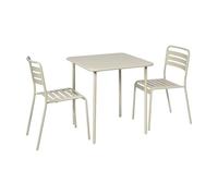 sweeek - Table de Jardin métal + 2 assises Beige Amélia