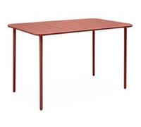 sweeek | Table de jardin métal 4 places terracotta Amelia 120x70cm traitement antirouille lattes et bords arrondis Terracotta G