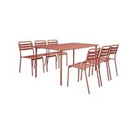 sweeek - Table de Jardin métal + 6 assises Terracotta Amélia