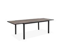 sweeek - Table de Jardin Nashville Extensible 160/240cm 8 Places Plateau Effet Bois foncé Structure Aluminium