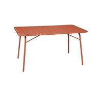 sweeek - Table de Jardin Pliante métal 6 Places. Terracotta. Amelia. 140x80cm. Traitement antirouille. Lattes et Bords arrondis