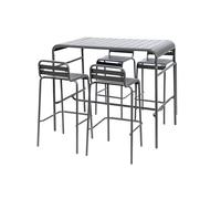sweeek - Table Haute de Jardin Acier + 4 assises Amelia Anthracite. 4 chaises Hautes en Acier. 120 x 70cm x 95cm