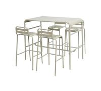 sweeek - Table Haute de Jardin Acier + 4 assises Amelia Beige. 4 chaises Hautes en Acier. 120 x 70cm x 95cm