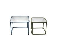 sweeek - Tables gigognes métal et verre strié bleu et vert - Tano