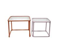 sweeek - Tables gigognes métal et verre strié orange et rose - Tano