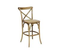 Tabouret de bar bistrot vintage en bois marron vieilli avec repose-pieds Marron vieilli
