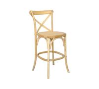 Tabouret de bar bistrot vintage en bois naturel avec repose-pieds
