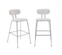 sweeek - Tabouret de bar décor bois courbé teinté chêne et tissu déperlant pieds chromé 76,5cm (lot de 2) ERIN