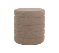 sweeek - Tabouret en bouclettes Taupe avec Coffre de Rangement intégré