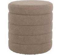sweeek | Tabouret en bouclettes taupe avec coffre de rangement intégré Taupe G