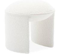 Tabouret pouf bouclette texturée blanche L 44 x P 44 x H 42cm -SHAWN