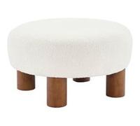 Tabouret pouf, pieds en bois d'hévéa et bouclette I sweeek