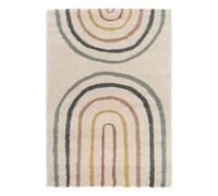 sweeek - Tapis Enfant Arc-en-Ciel 120x170cm. Tapis intérieur crème et Multicolore. Poils Longs Shaggy