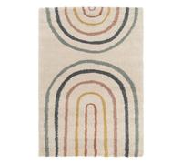 sweeek - Tapis Enfant Arc-en-Ciel 80x150cm. Tapis intérieur crème et Multicolore. Poils Longs Shaggy