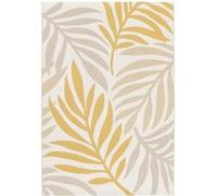 sweeek Tapis intérieur/extérieur motif végétal beige et moutarde 160x230cm polyester recyclé Rouge