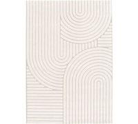 Tapis intérieur motif ethnique arches 80x150cm poils ras beige et crème