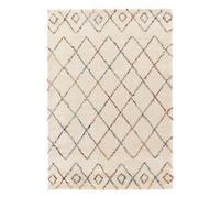 Tapis intérieur shaggy 160 x 230cm poils longs. style berbère. crème et multicolore
