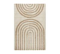 Tapis intérieur shaggy CHRIS motifs géométriques arc-en-ciel beige poils longs 120 x 160 cm