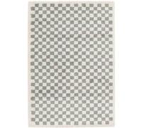 Tapis intérieur shaggy poils longs 120x170cm damier bleu clair et crème