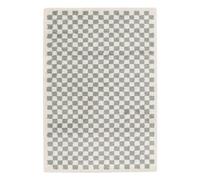 sweeek Tapis intérieur shaggy poils longs 160x230cm damier bleu clair et crème Rouge