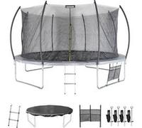 Alice's Garden - Trampoline Rond Ø 430cm Gris avec Filet de Protection intérieur - Venus Inner XXL - échelle. bâche. Filet pour Chaussures et kit d'ancrage 4.30m 430 cm