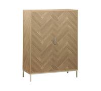sweeek - Vaisselier décor bois chevrons et métal 2 portes 80cm BUDAPEST