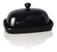 SWEEJAR Beurrier Céramique Avec Couvercle - Beurrier en Porcelaine Grand Capecité Pour Beurre - 18 x 11,5 x 9 cm - Noir