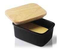 SWEEJAR Beurrier Céramique Avec Couvercle - Beurrier en Porcelaine Pour Beurre - Boite de Beurre 14 x 9 x 7 cm - Noir