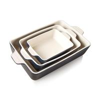 SWEEJAR Ensemble de plats de cuisson rectangulaires en céramique pour lasagnes, cuisine, gâteaux, dîners, banquets et usage quotidien, cocottes 30 x 20 x 7 cm (bleu marine)