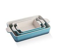 SWEEJAR Ensemble de plats de cuisson rectangulaires en céramique pour lasagnes, cuisine, gâteaux, dîners, banquets et usage quotidien, cocottes 30 x 20 x 7 cm (bleu dégradé)