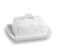 Sweejar Home Beurrier en céramique avec couvercle, beurrier en forme de fromage, joli beurrier pour comptoir, décoration de cuisine et rangement du beurre (blanc)