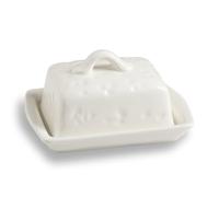 Sweejar Home Beurrier en céramique avec couvercle, beurrier en forme de fromage, joli beurrier pour comptoir, décoration de cuisine et rangement du beurre (beige)