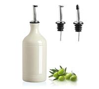 Sweejar Home Distributeur d'huile d'olive en porcelaine, Opaque Oil Cruet protège l'huile pour réduire l'oxydation, convient pour le stockage d'huile, de vinaigre et d'autres liquides, 460 ml (beige)