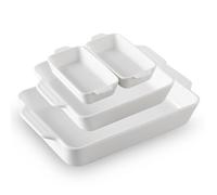 Sweejar Home Lot de 4 plats de cuisson en céramique, plats à casserole pour four, plats de cuisson rectangulaires avec poignées, moules à lasagnes profonds pour la cuisson, le gratin, le rôtissage