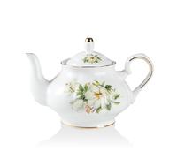 Sweejar Home Théière en porcelaine, théière vintage en céramique, motif floral doré, théière en vrac, théière en vrac, cafetière, pour femmes et amateurs de thé, 850 ml, 3 à 4 tasses (camélia)