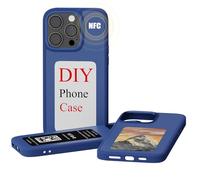 SweeLe Coque de téléphone numérique pour iPhone 15 Pro Max avec écran d'encre électronique modifiable, étui Photo/Photo, NFC Portrait Art numérique, sans Empreintes digitales, 1 pièce (Bleu)