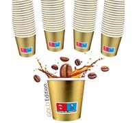SWEEPING, 1000 verres à café jetables, tasses à café en papier de 75 ml - GOLD EDITION - Verres à café jetables pour une expérience élégante
